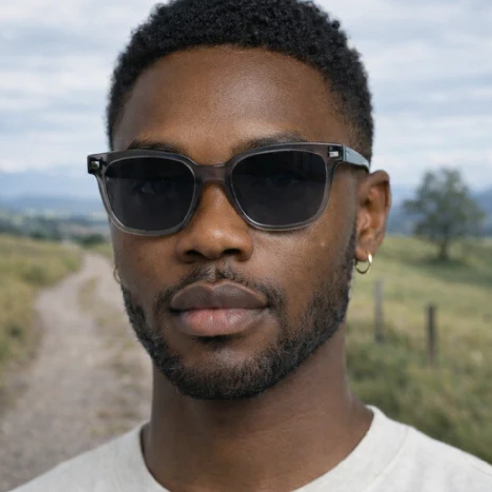 Charcoal Retro Sunglasses - Polarized Acetate Frame Glasses