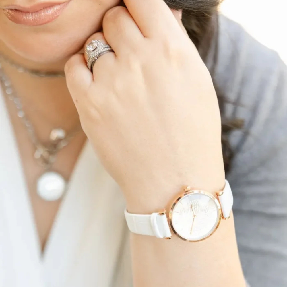 Countess Timepiece - 32mm Luxury White Leather Watch