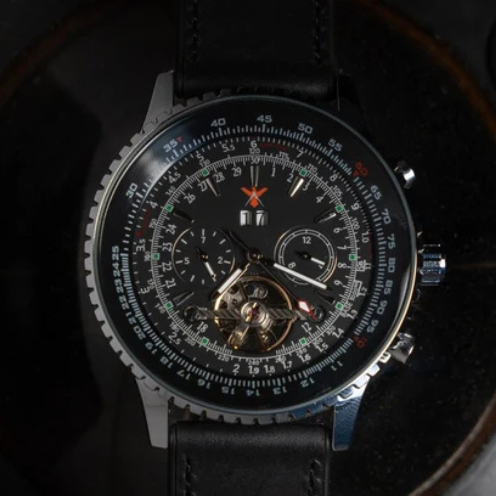 Nightwing Leather | Rubber Hybrid Watch Band - 24mm Premium Italian Calf Leather & FKM Rubber